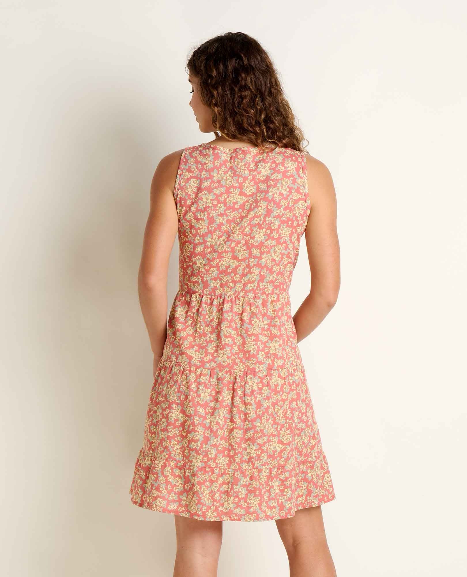 Manzana Tiered Tank Dress - Dusty Cedar Print
