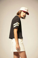 Varsity Football Mesh T Shirt - Washed Black