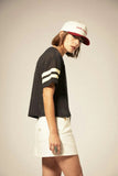 Varsity Football Mesh T Shirt - Washed Black