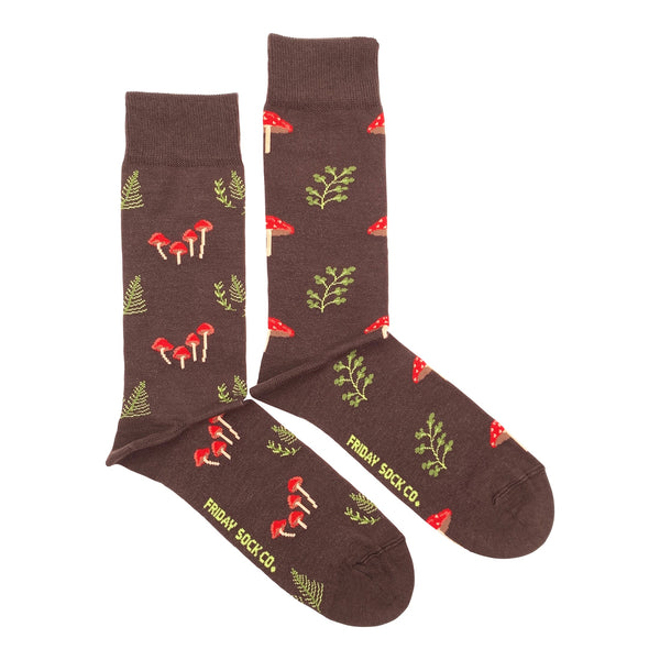 Mushroom Forest Mismatched Socks M