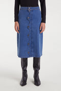 Wavy Denim Midi Skirt