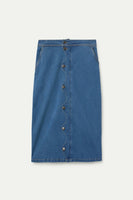Wavy Denim Midi Skirt