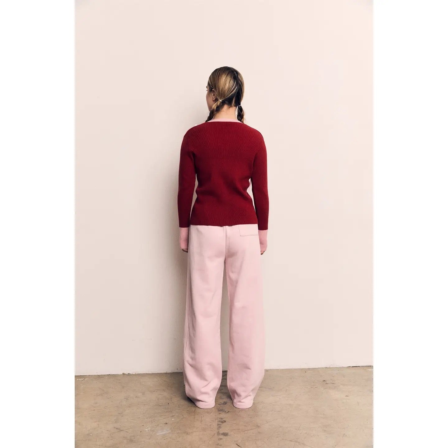 Contrast Soft Cardigan - Red/Pink