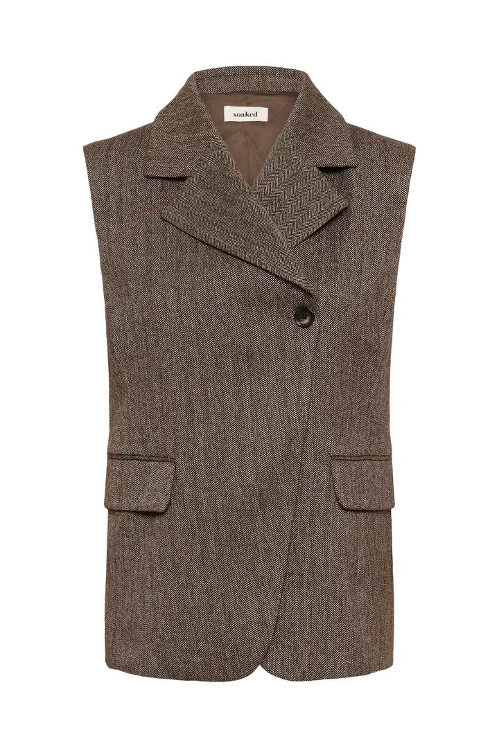 Kango Waistcoat - Ganache Herringbone