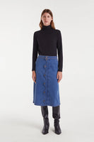 Wavy Denim Midi Skirt