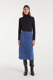 Wavy Denim Midi Skirt