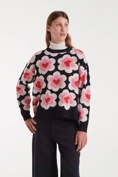 Sweetheart Jumper Jacquard - Black Multi