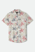 Charter Print Short Sleeve Woven - Off White/Black/Red Palm Flora