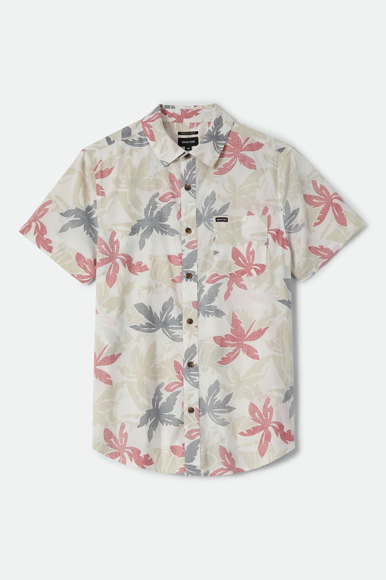 Charter Print Short Sleeve Woven - Off White/Black/Red Palm Flora