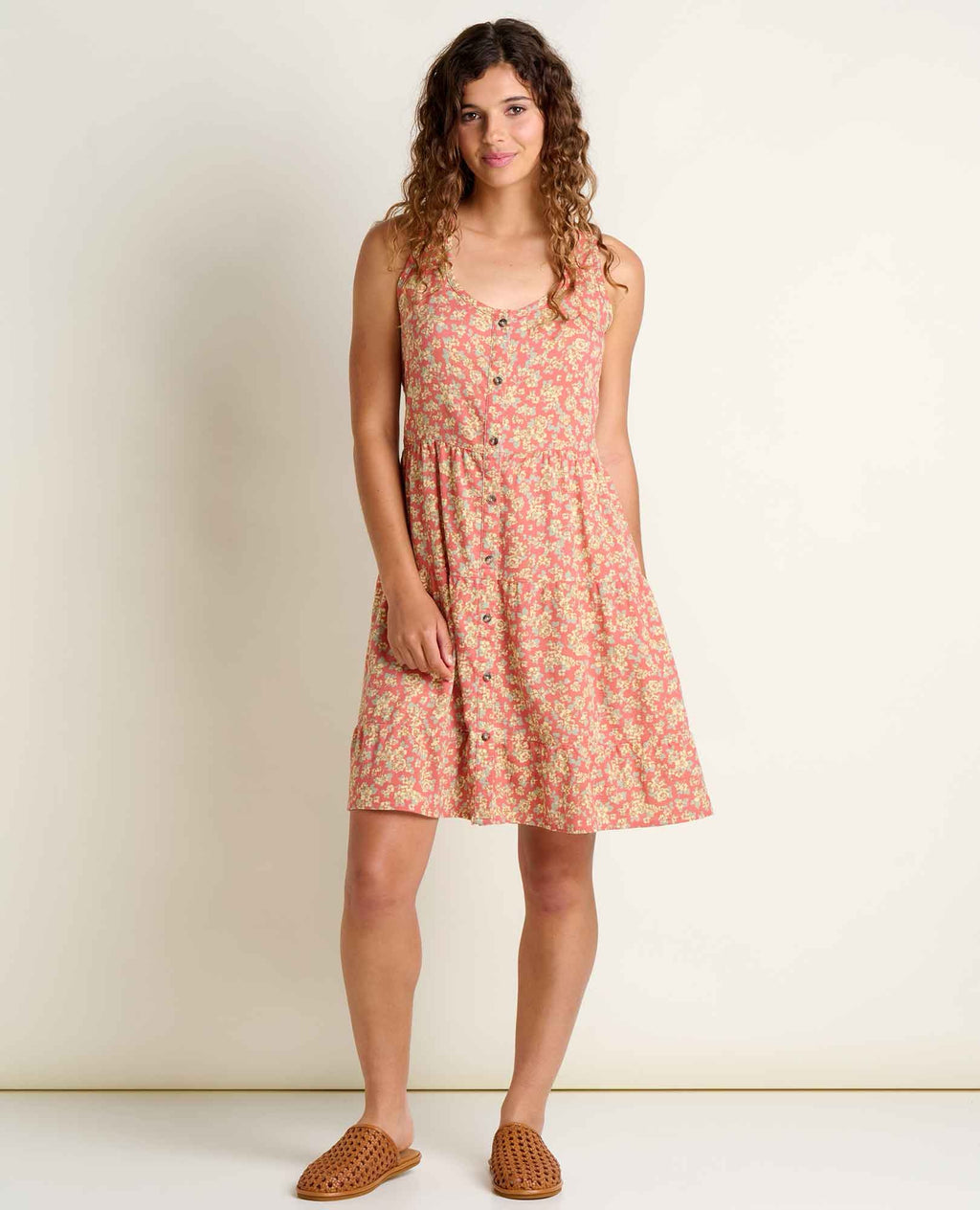 Manzana Tiered Tank Dress - Dusty Cedar Print