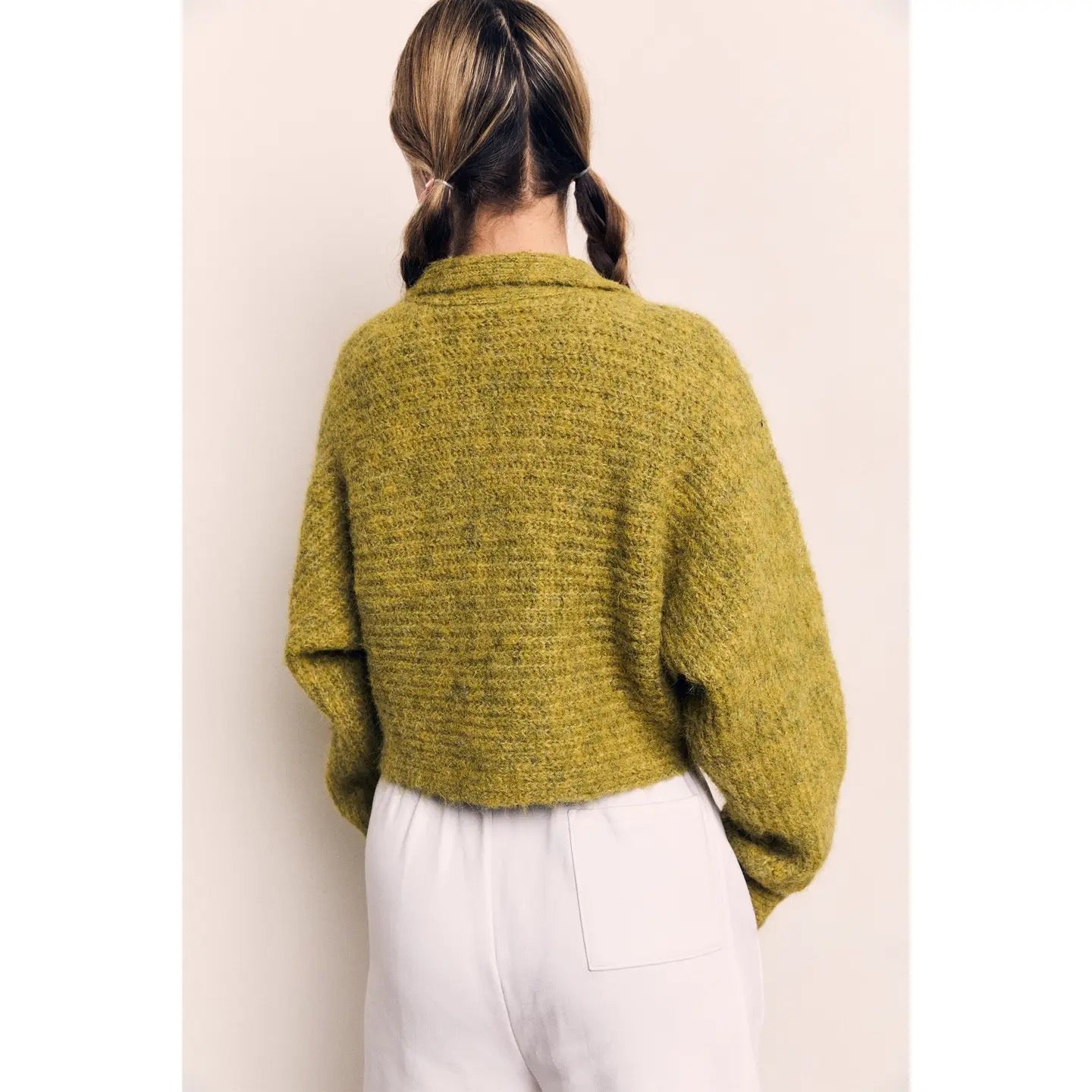 Mohair Seamless Button Cardigan - Lime