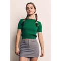Textured Cableknit Short Sleeve Sweater