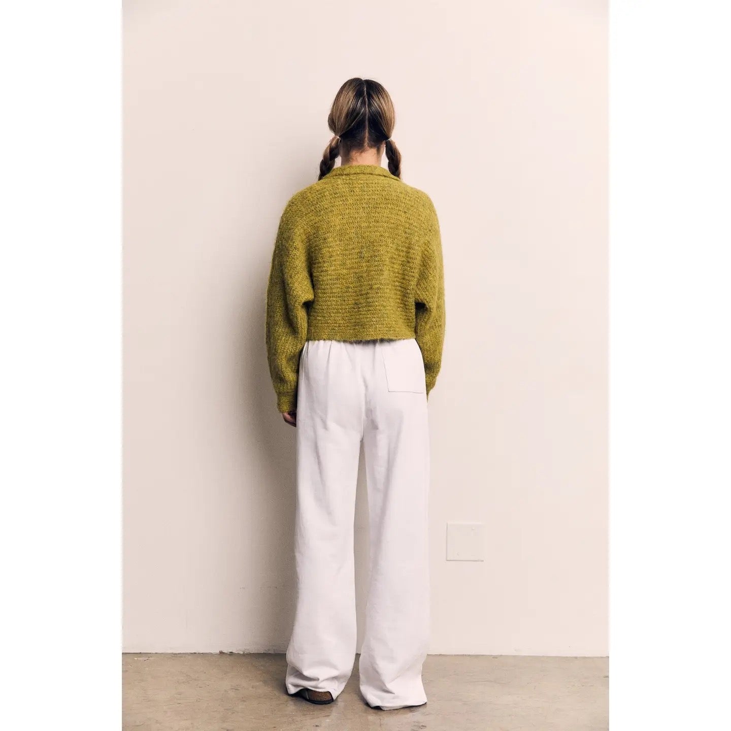 Mohair Seamless Button Cardigan - Lime