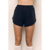 High Waist Mineral Washed Cotton Jersey Dolphin Short - Black