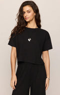 Sway Textured Cropped Tee - Black
