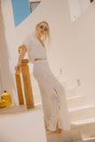 Seaside Eyelet Wide Leg Pant - Off White