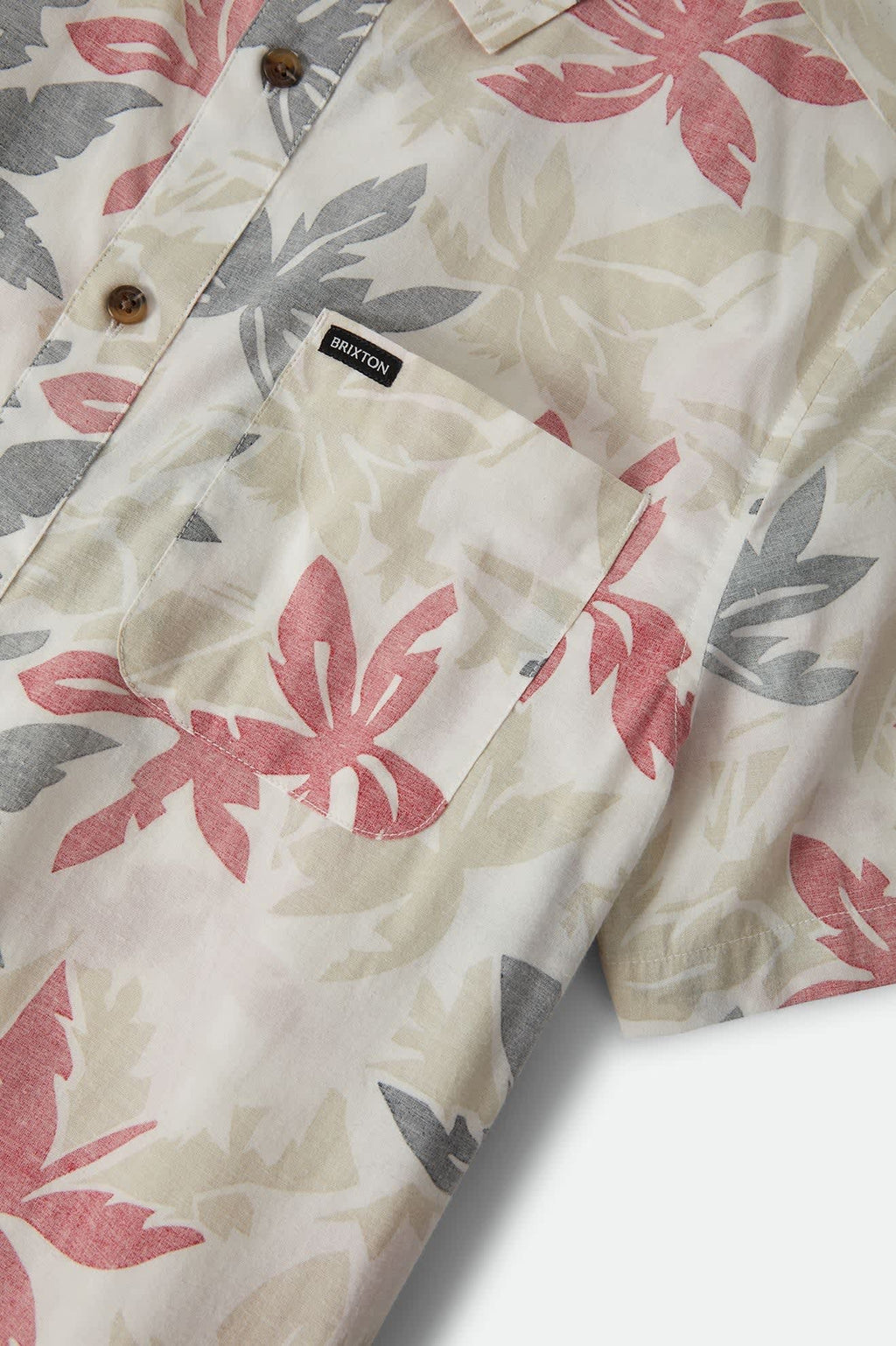 Charter Print Short Sleeve Woven - Off White/Black/Red Palm Flora