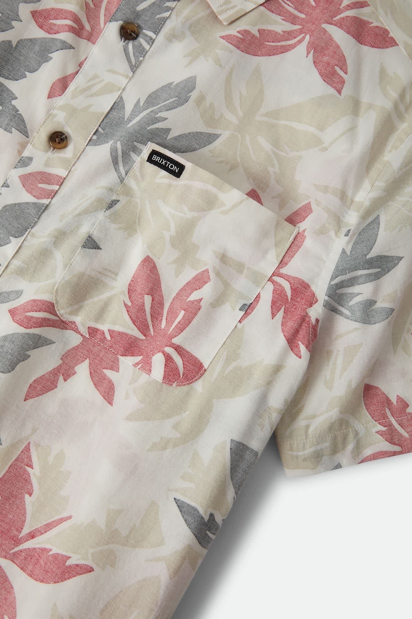 Charter Print Short Sleeve Woven - Off White/Black/Red Palm Flora