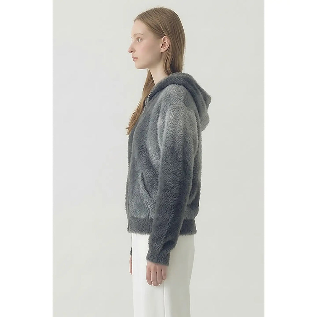 Ombre Zip Up Sweater Jacket - Grey