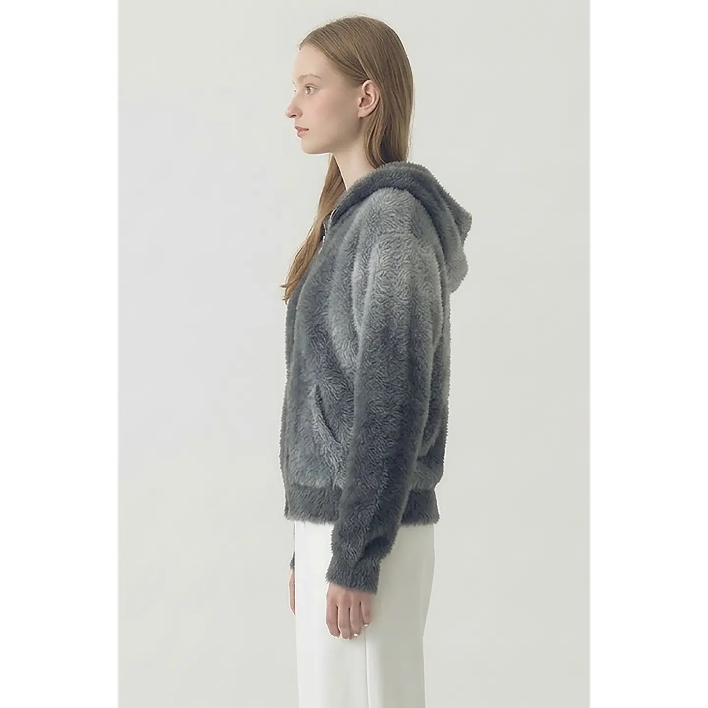 Ombre Zip Up Sweater Jacket - Grey