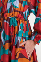 Ponziana Midi Dress - Red Multi