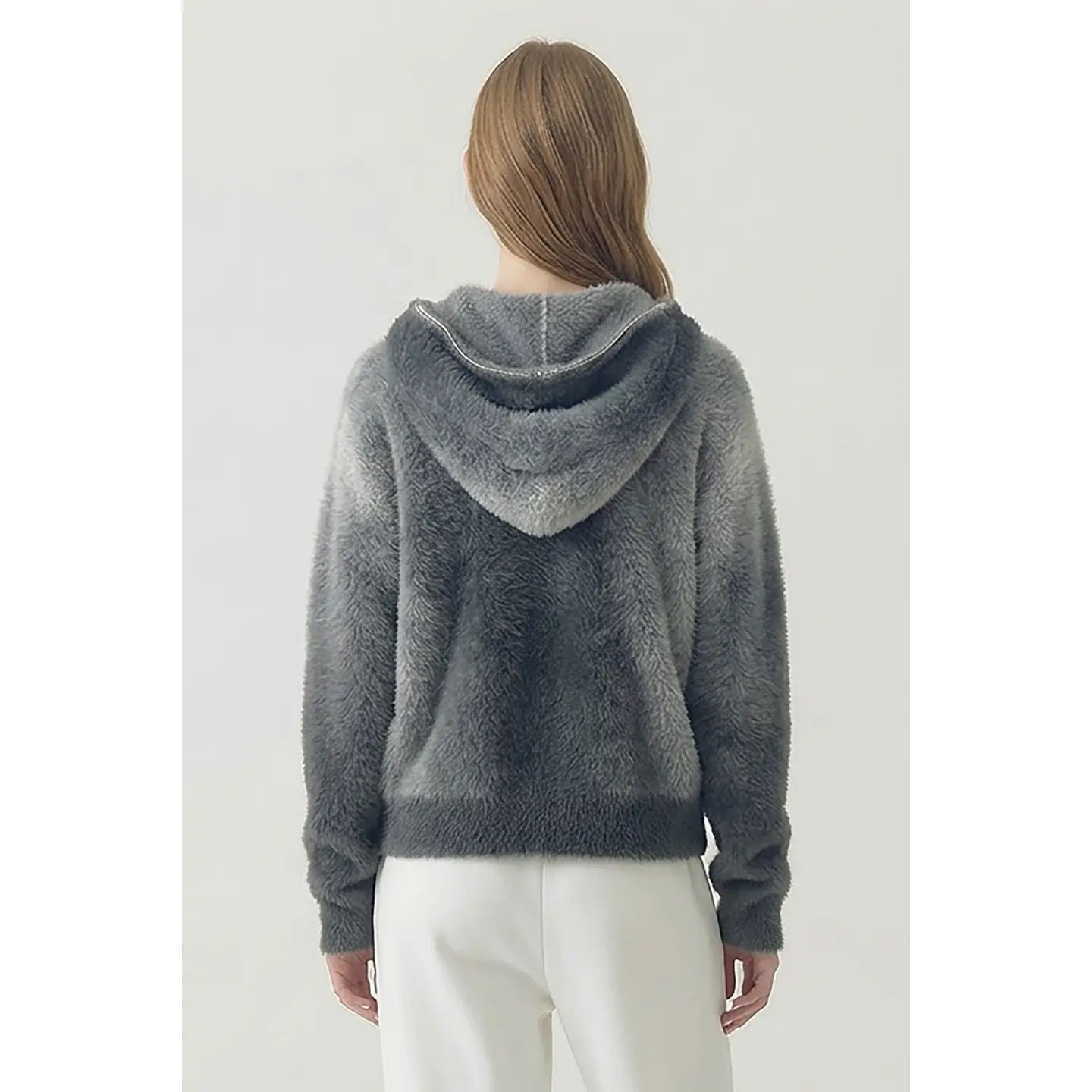 Ombre Zip Up Sweater Jacket - Grey