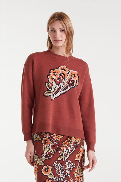 Bouquet Jumper Jacquard - Brown