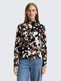 Turtleneck T Shirt - Abstract Print