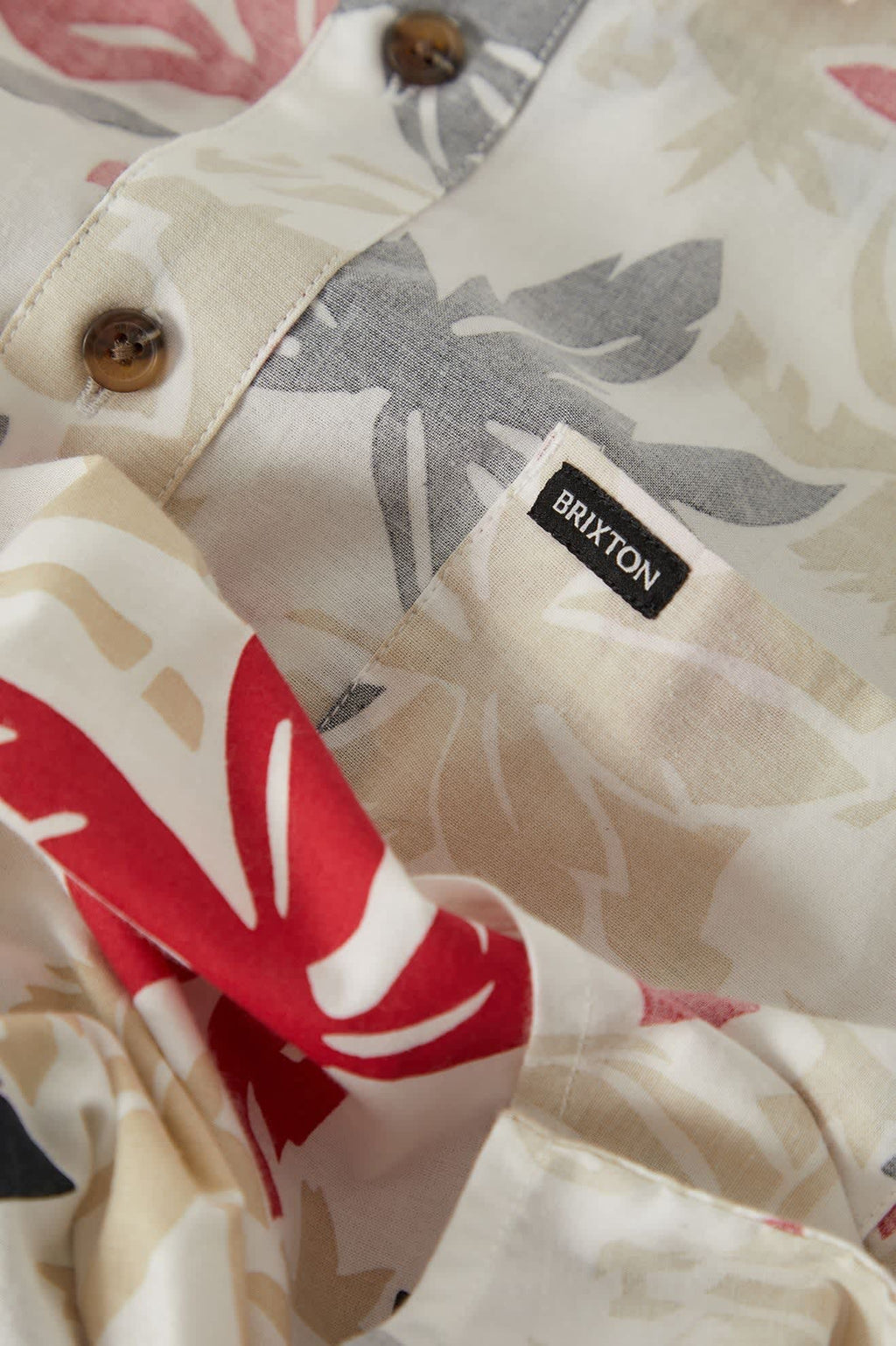 Charter Print Short Sleeve Woven - Off White/Black/Red Palm Flora