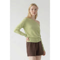 Fluid One Shoulder Knit Sweater - Green Bean