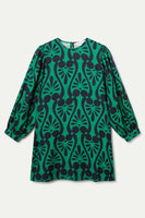 Baroque Short Dress - Green Multi