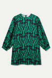 Baroque Short Dress - Green Multi
