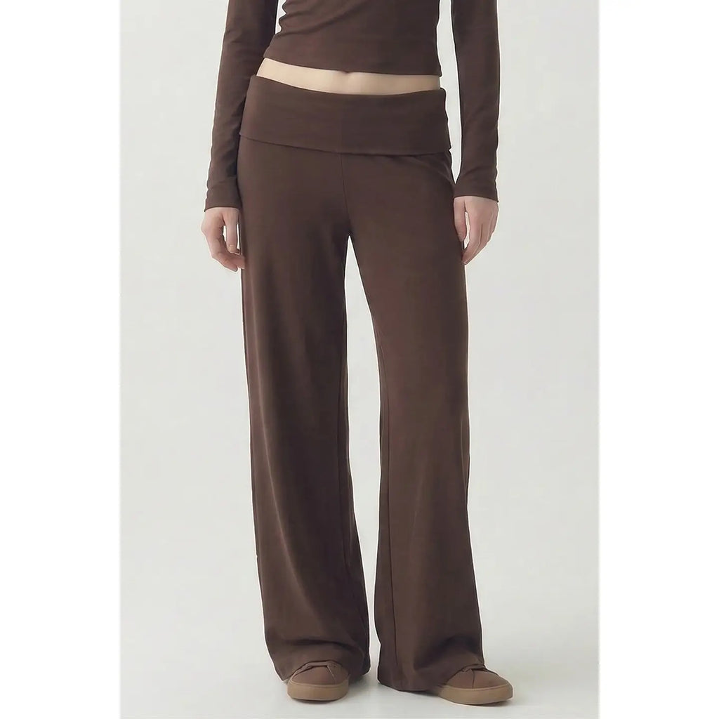 Folding Band Comfy Pants - Brown