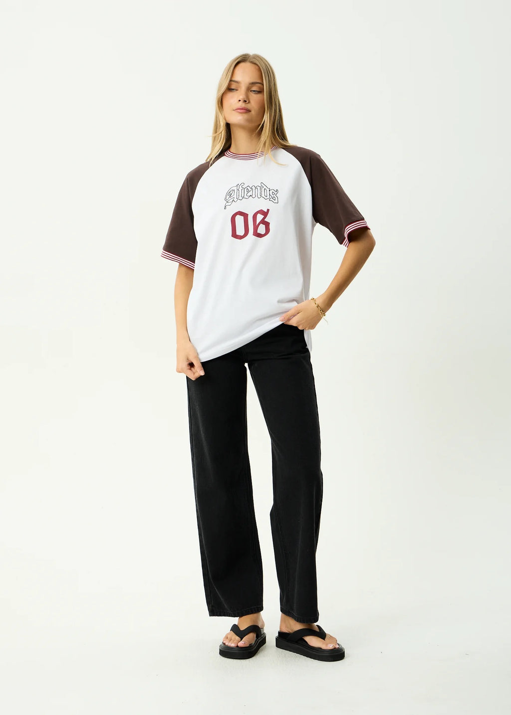 Dexter Recycled Oversized Tee - Coffee/White