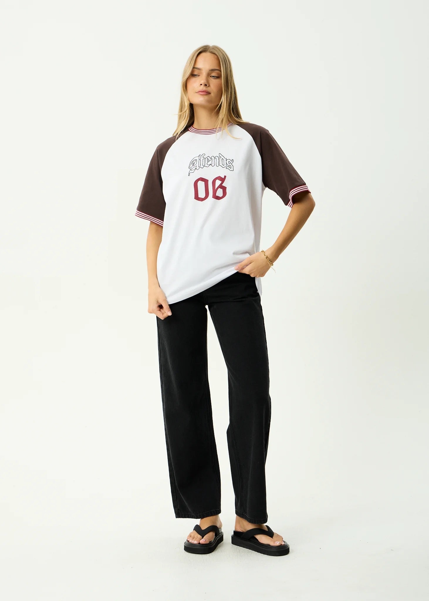 Dexter Recycled Oversized Tee - Coffee/White