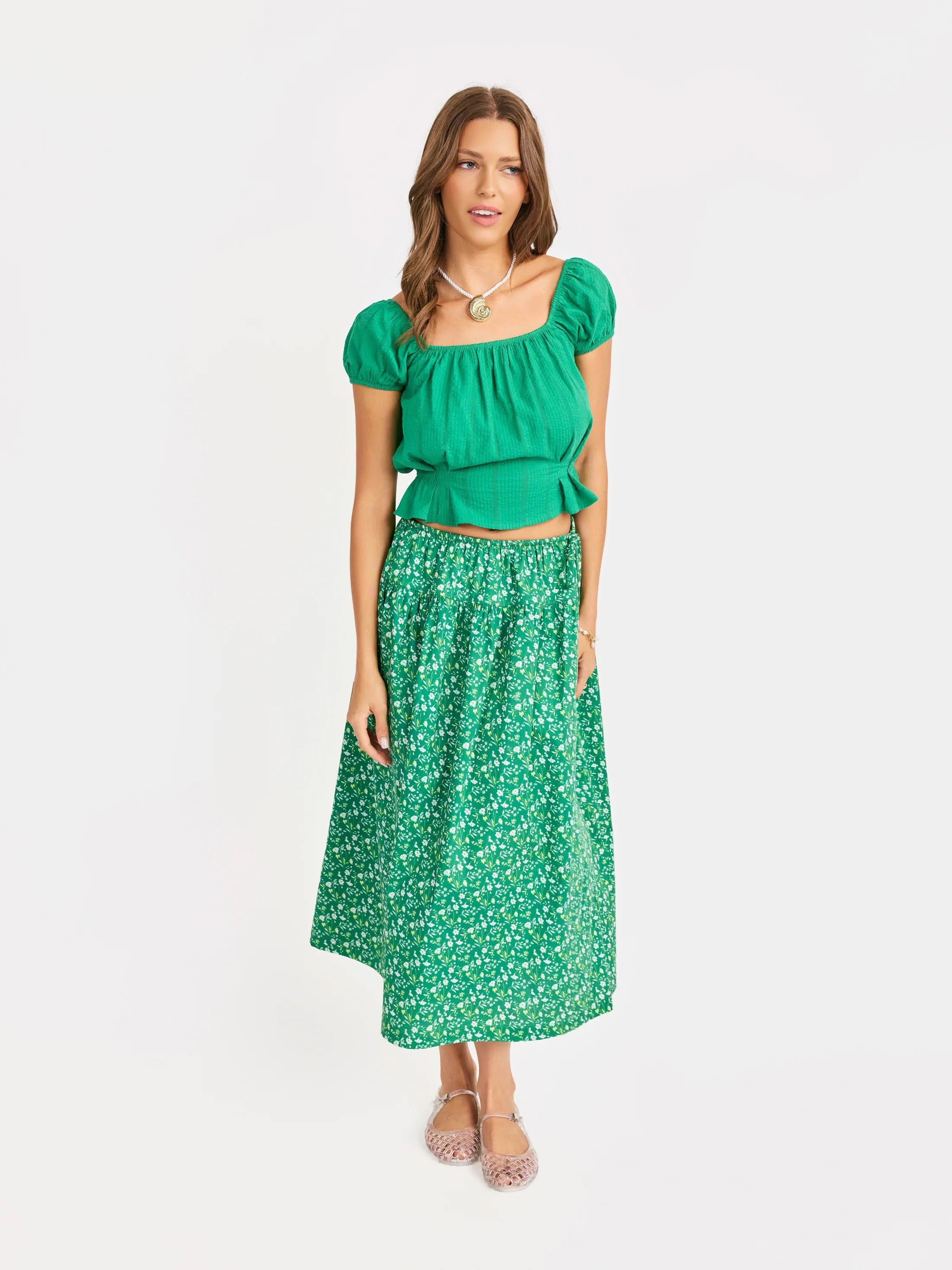 Radiate Cap Sleeve Top - Green