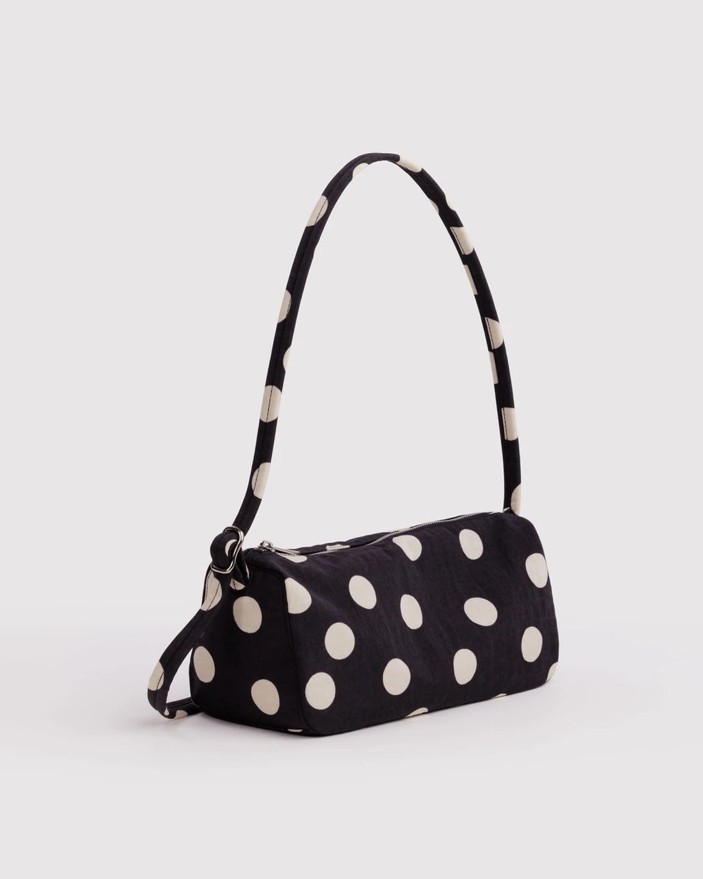 Nylon Loaf Bag - Black & Cream Polka Dot