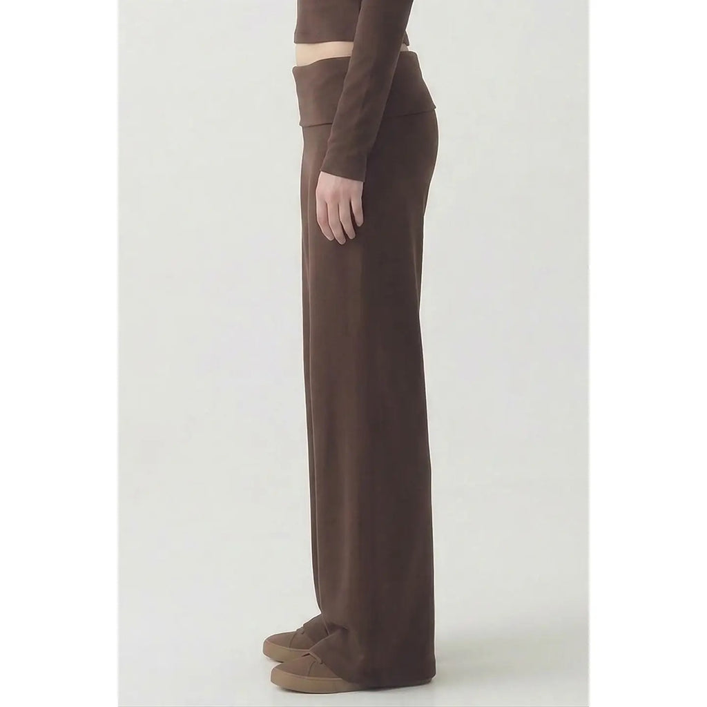 Folding Band Comfy Pants - Brown