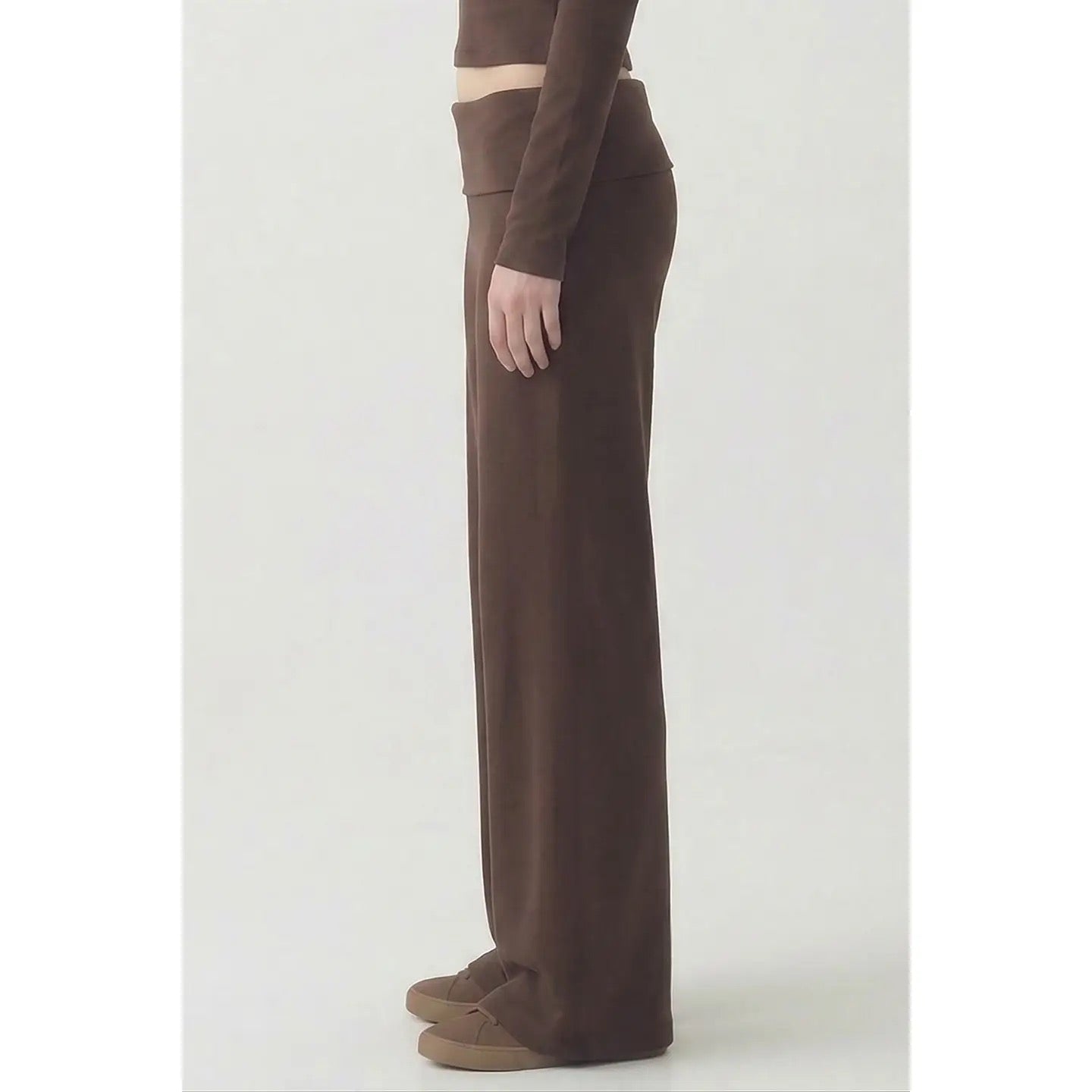 Folding Band Comfy Pants - Brown