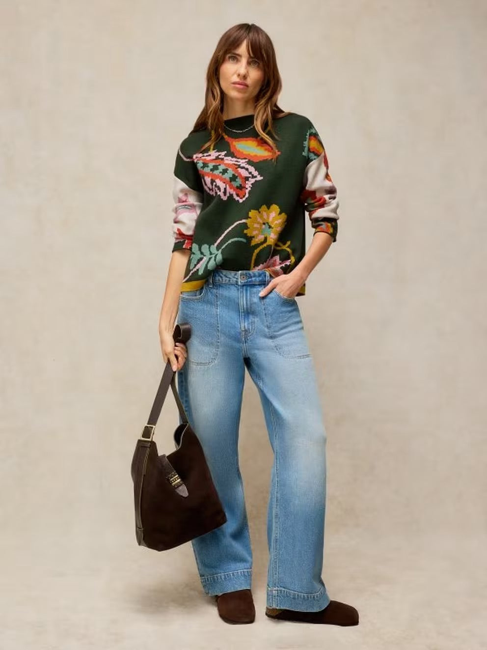 Fabia Floral Jumper - Green Multi