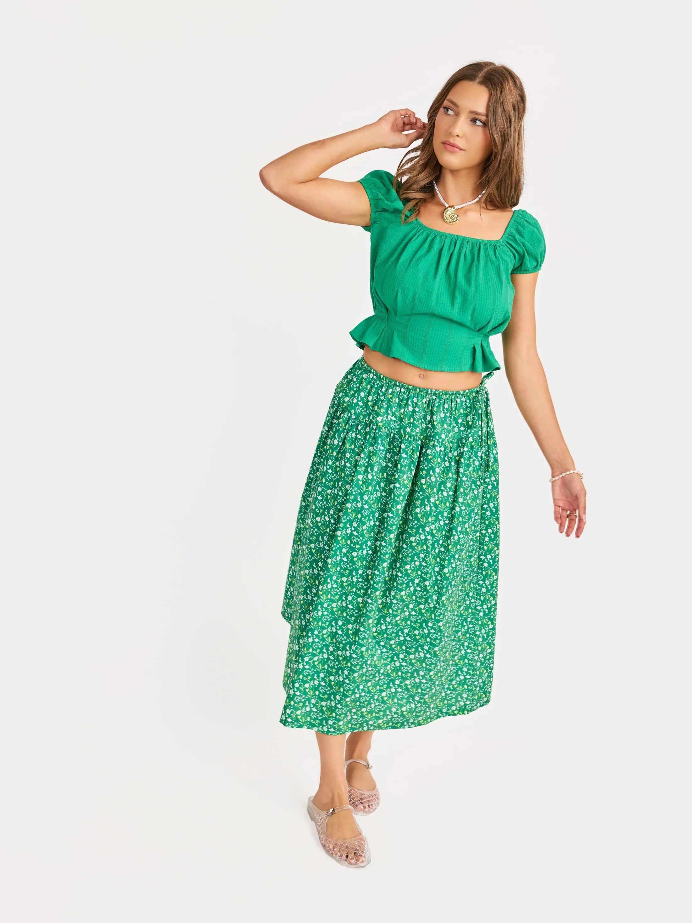 Radiate Cap Sleeve Top - Green