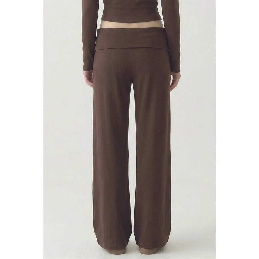 Folding Band Comfy Pants - Brown