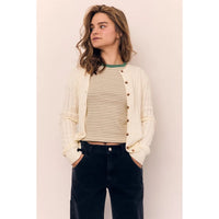 Round Neck Classic Cable Knit Cardigan AAB578
