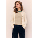 Round Neck Classic Cable Knit Cardigan AAB578