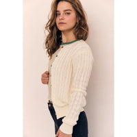 Round Neck Classic Cable Knit Cardigan AAB578
