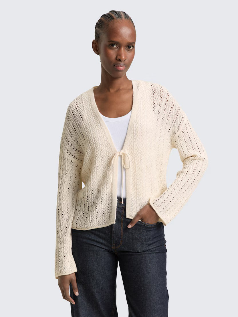 Knit Open Structure Cardigan - Gardenia White