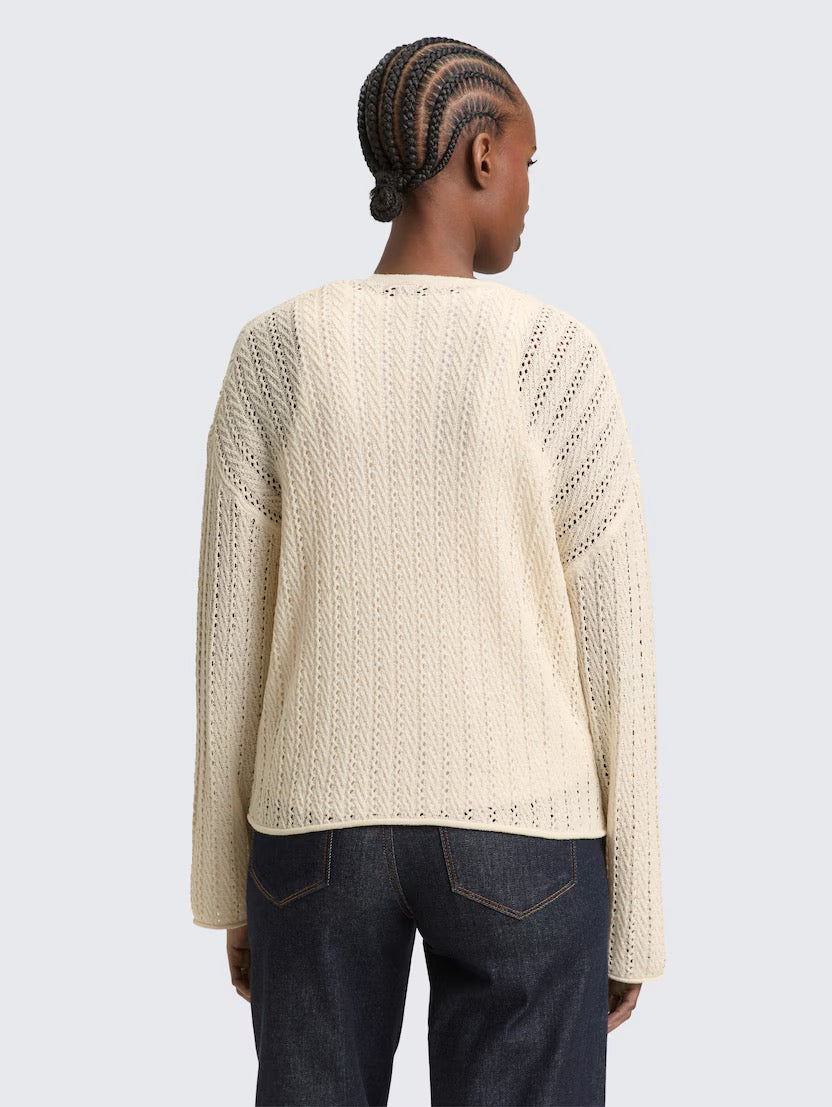 Knit Open Structure Cardigan - Gardenia White