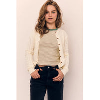 Round Neck Classic Cable Knit Cardigan AAB578