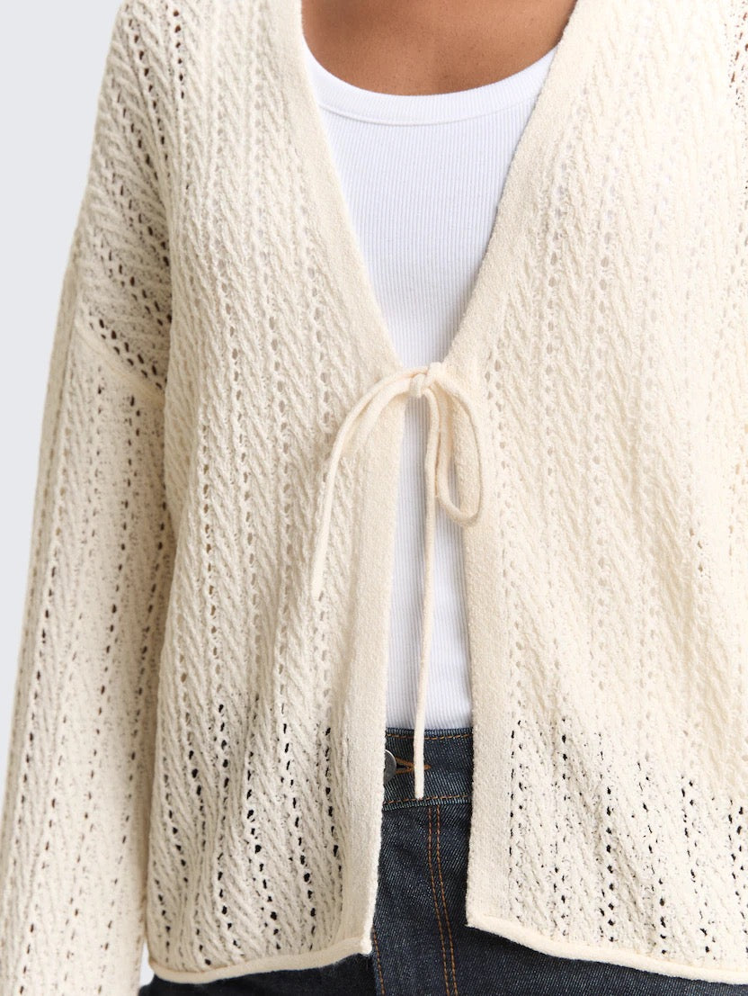 Knit Open Structure Cardigan - Gardenia White