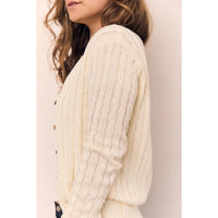 Round Neck Classic Cable Knit Cardigan AAB578